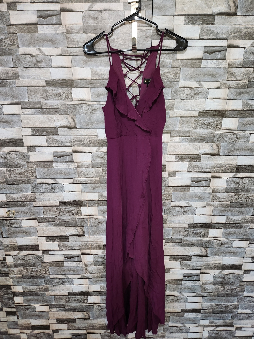 Nordstrom Plum Ruffle Lace-Up Maxi Dress